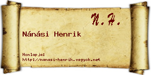 Nánási Henrik névjegykártya