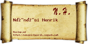 Nánási Henrik névjegykártya